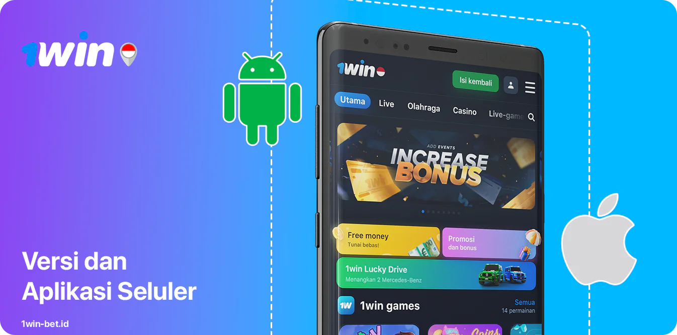 1Win diadopsi untuk ponsel dan menyediakan aplikasi untuk Android dan iOS