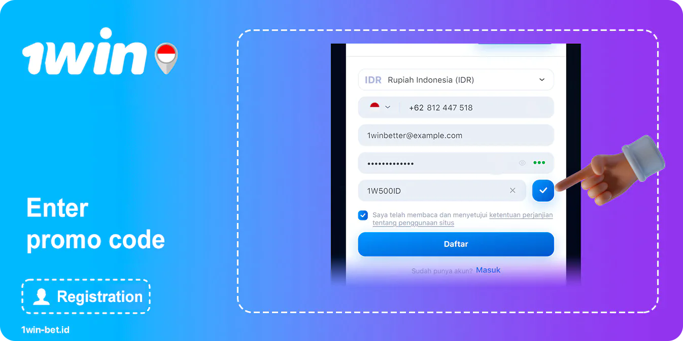 Read the rules and click register - 1Win Indonesia