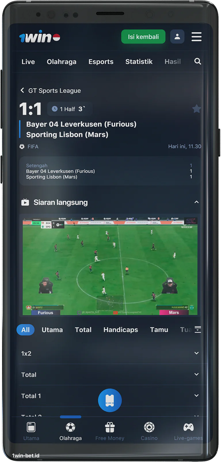 1Win Live Betting on Sports App