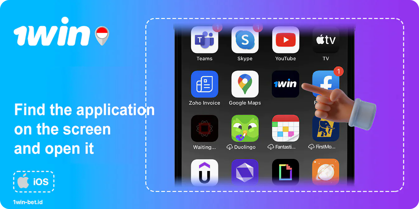 Open iPhone Home Screen. Click on the 1Win App Icon