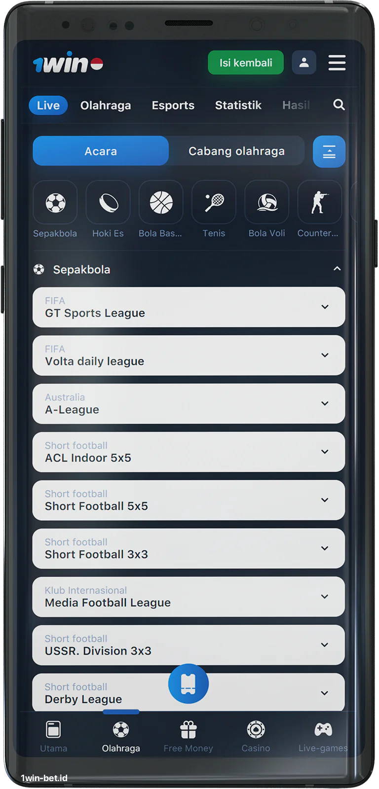 1Win App Sports Betting Section